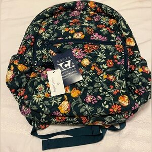 Vera Bradley Quilted Fresh-Cut Floral Green Campus Backpack
